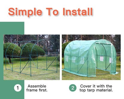 Greenhouse 10'xW7'xH7' Walk-in Greenhouses for Outdoors Mini Greenhouse Greenhouse Plastic with Rolling-up Door and 2 Vents,Green
