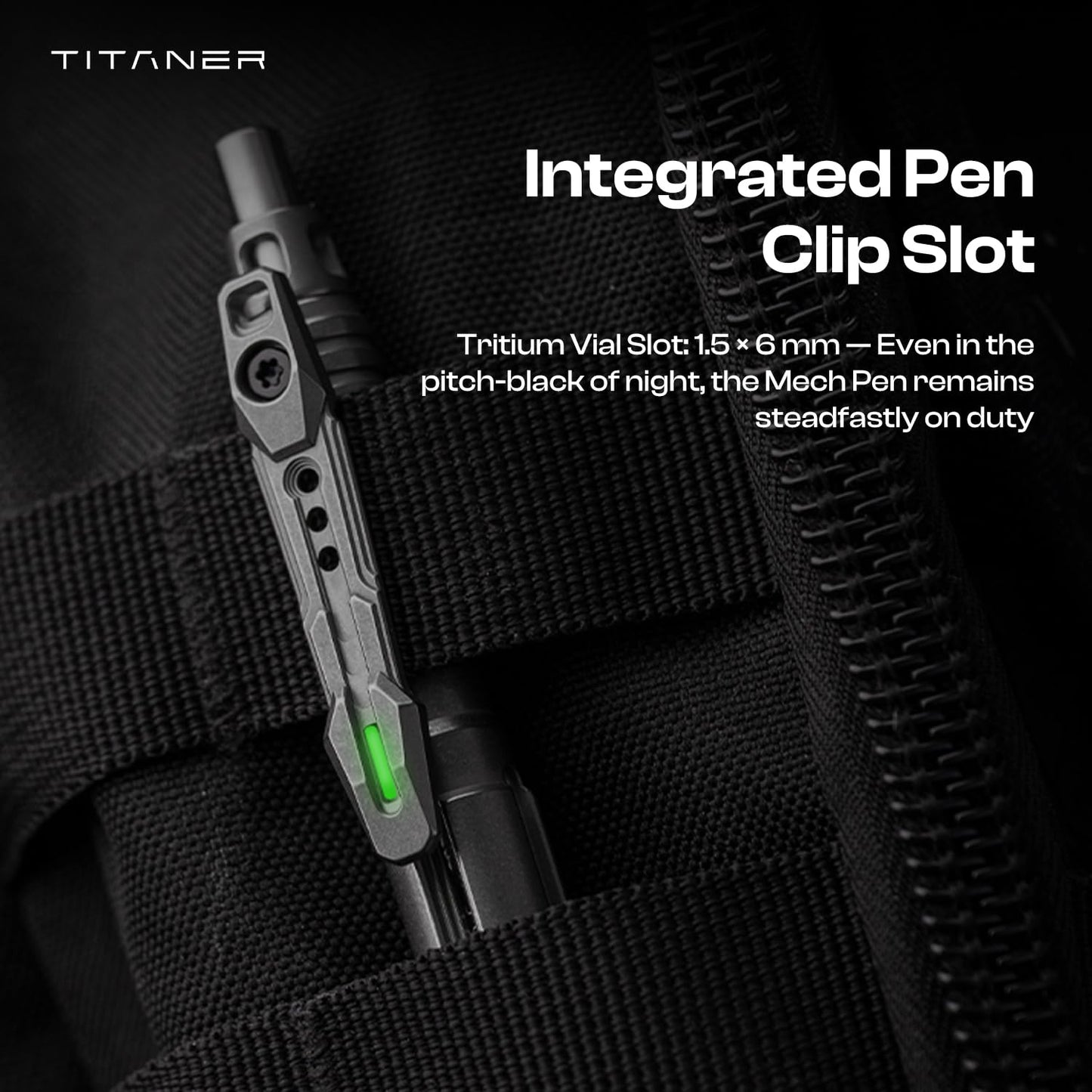 TITANER Mecha Pen 2.0 GR5 Titanium Tactical EDC Pen - Bolt-Action Design with Visual Ink Window, M390 Steel Tip, Hidden Tool & Tritium Slot for Daily Outdoor
