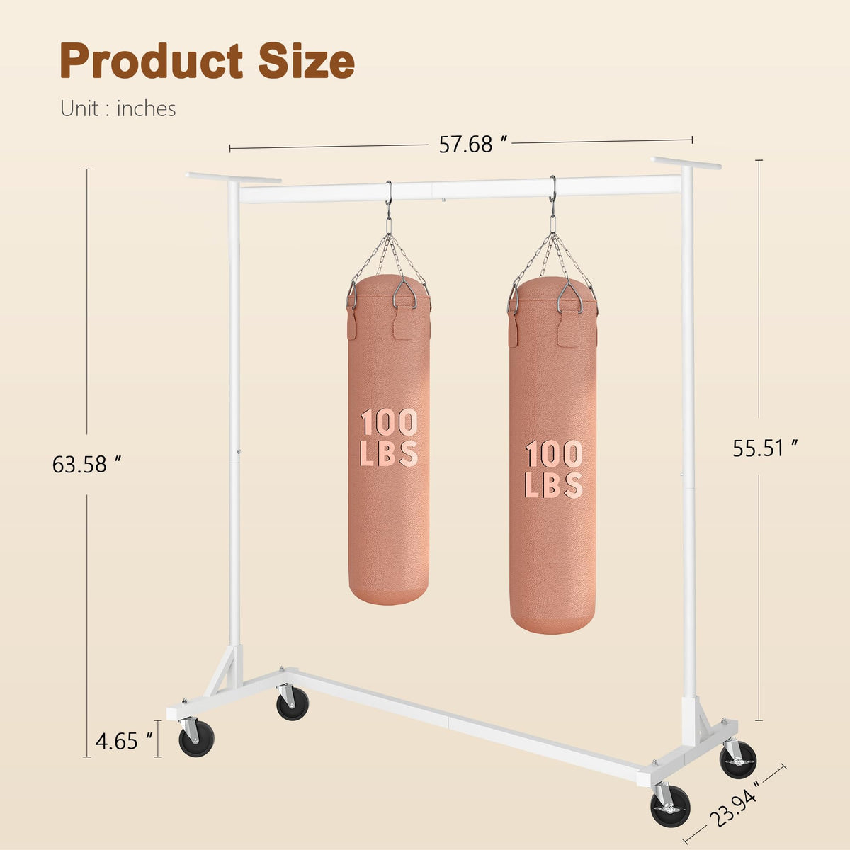 Hoctieon Z Clothes Rack with Cover, Metal Heavy Duty Clothing Rack, Rolling Garment Rack with Wheels, with Dustproof Cover Waterproof Protector, with 2 Durable Zippers, for Hanging Clothes, White