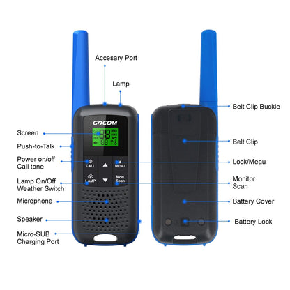 GOCOM G600 FRS Walkie Talkies for Adults Long Range Two Way Radio Rechargeable 8 Pack Hand held radios
