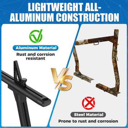 GORWARE Truck Ladder Rack, Aluminum Truck Rack 800lbs Capacity Adjustable Truck Bed Rack for Kayak, Surfboard, Tent, Ladder