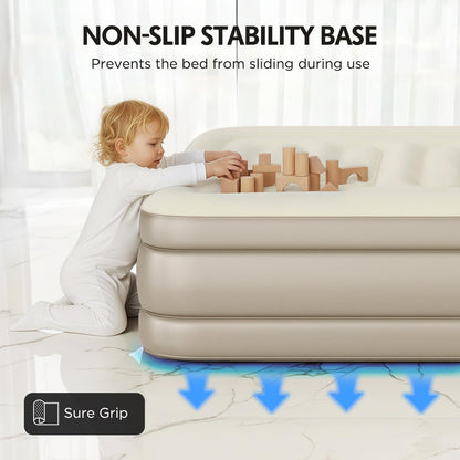 Simpli Comfy Twin Air Mattress with Built-in Patented Constant Comfort Dual Pump, 18" Raised Blow-up Colchon Inflable Mattress, Three Adjustable Firmness Settings, Self-monitoring Air Retention System