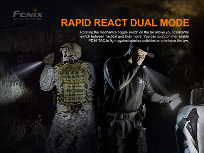 EdisonBright Fenix PD36 TAC 3000 Lumen LED Tactical Flashlight, Holster and Battery USB Charging Adapter