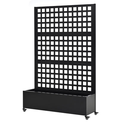 JIJIWANG 73" H Metal Raised Garden Bed with Trellis and Wheels, 73"x47"x16" Planter Box for Climbing Plants, Vegetables & Vines, Features Privacy Screen and Drainage Holes Black