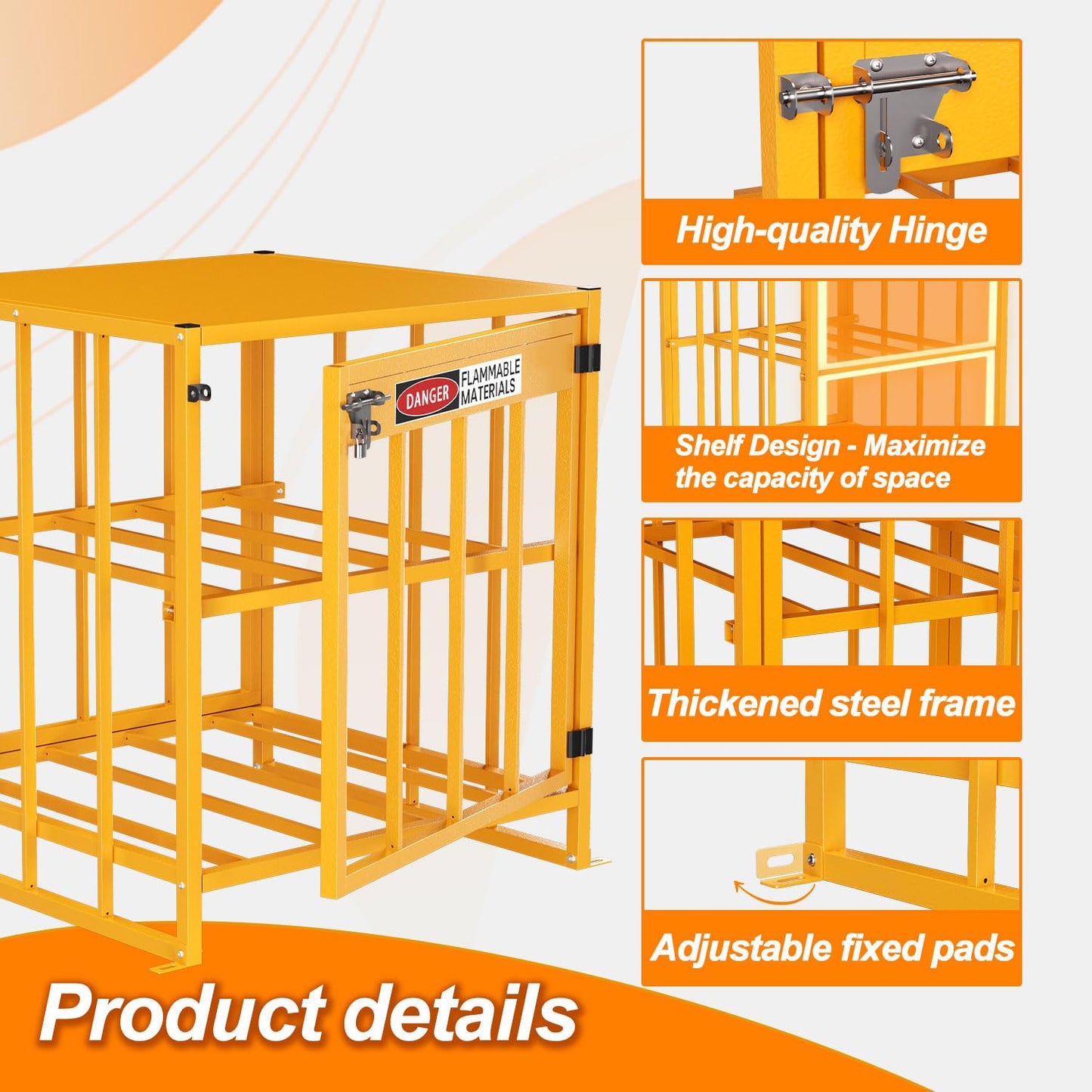 PURRPAXZ Propane Tank Storage Box - 31"x30"x35", Heavy-Duty Cylinder Storage Cabinet with Yellow Powder Coated, 176LB Load Capacity, Propane Storage with Lock & Keys (Fits 3,5,11,20,30lb Tanks)