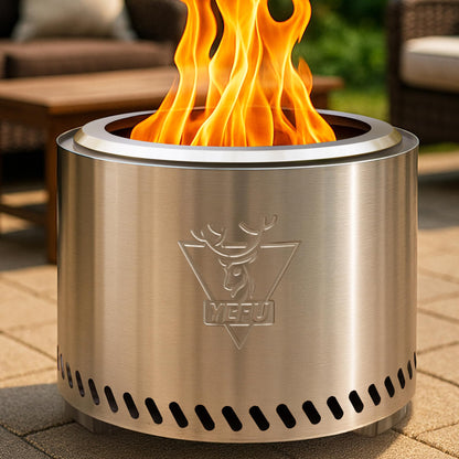 YEFU Fire Pit with Removable Ash-Pan: Smokeless Firepit 304 Stainless Steel Material - Outdoor Fire Pit Silver 19 inch - Smokeless Firepit for Outside Outdoor Patio Camping Backyard