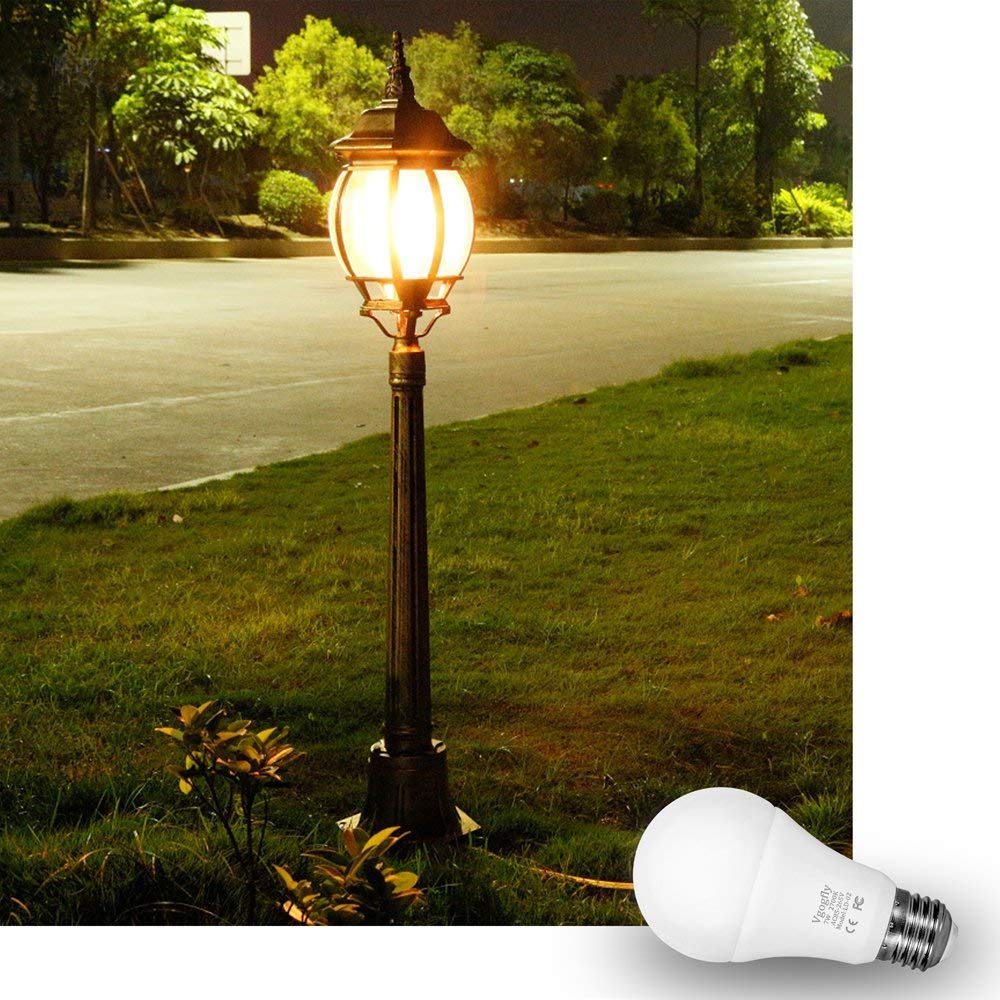 Sensor Lights Bulb Dusk to Dawn LED Light Bulbs Smart Lighting Lamp 7W E26/E27 Automatic On/Off, Indoor/Outdoor Yard Porch Patio Garage Garden (Warm White, 2 Pack)