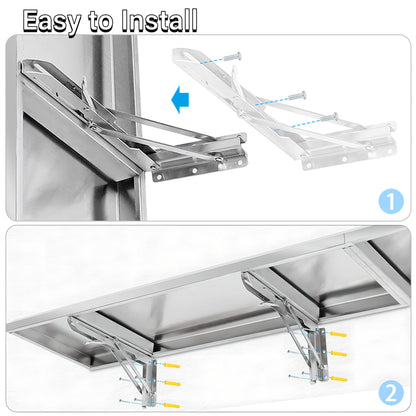 Toriexon Concession Shelf Drop Down 18" x 72", Spliced Style Folding Concession Stand Shelf Commercial Grade Stainless Steel, Foldable Concession Shelves for Snack Bar, Food Cart, Movie Theater