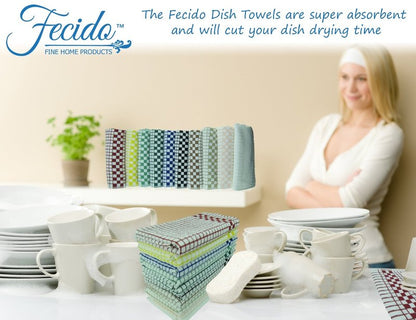 Fecido Classic Kitchen Dish Towels with Hanging Loop - Set of 4, Beige