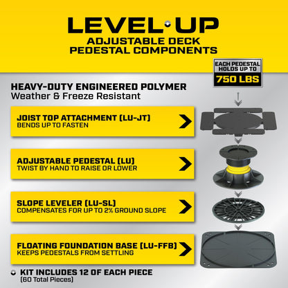 Bison Level.Up System Adjustable Deck Pedestal Joist Support Kit, 12-Pedestal Kit (7079806002)