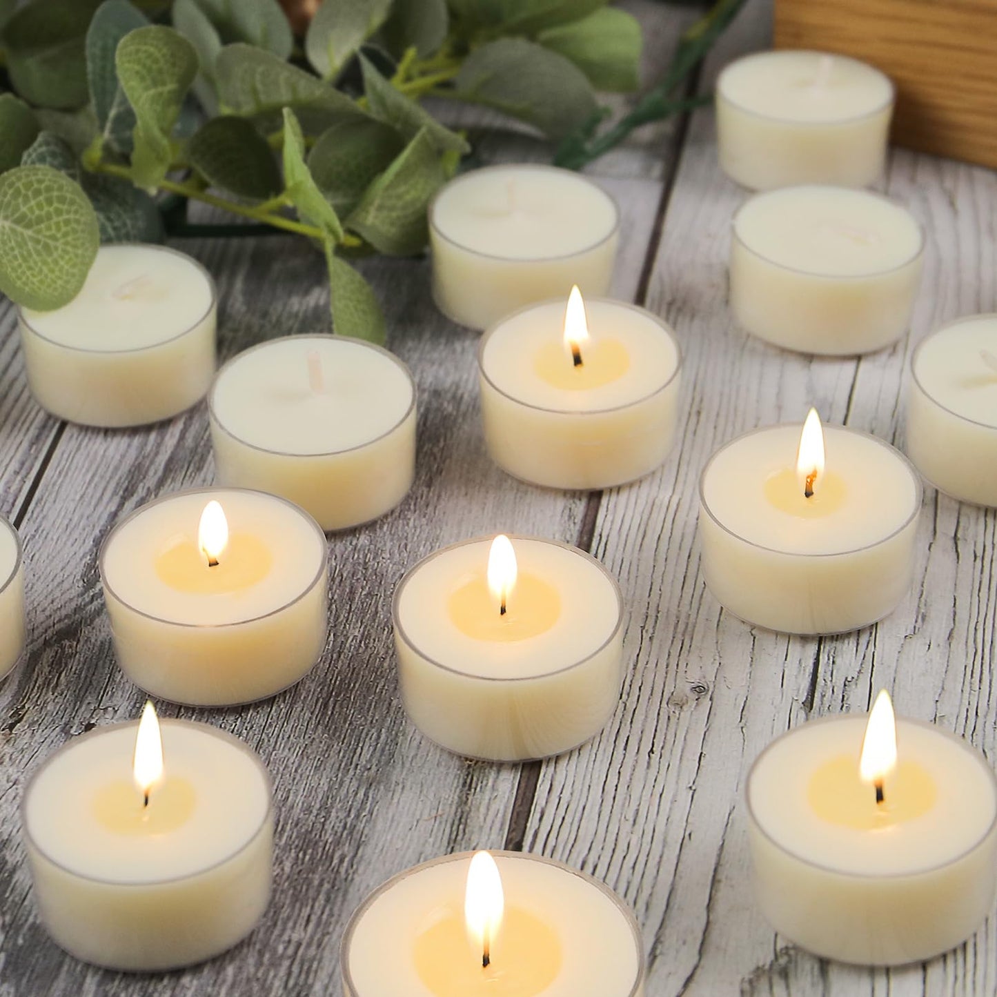 Soy Tealight Candles 120 Pack, 6 Hours Long Burning Tealights Candles Bulk, Natural Soy Wax Tea Light Candle Paraffin-Free, Unscented Small Tea Candle for Emergency,Dinner