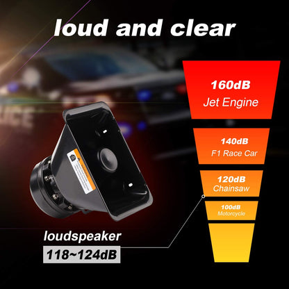 YHAAVALE CJB200P Amplifier Police Siren & Black Plastic Square Speaker,DC12V 200W 9 Tones Wired Handheld Microphone Loudspeaker Emergency Siren Electronic PA System