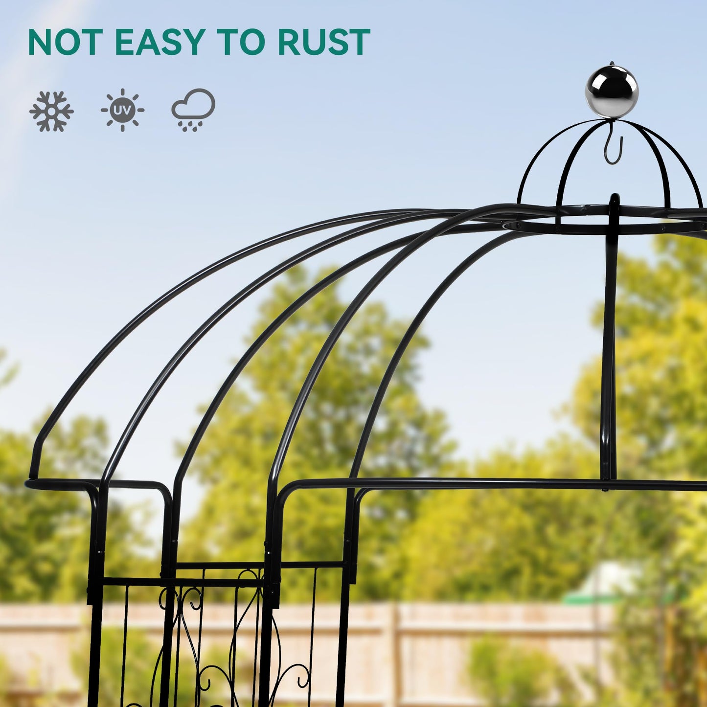 Ultym Birdcage Shape Garden Arch Arbors, 9.8'H x 6.8'W (81.5"W x 118"H) Pergola Pavilion for Climbing Plants Outdoor, Wedding Arches for Ceremony Party, Metal Garden Arbor for Patio, Backyard (Black)