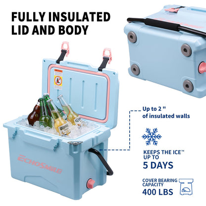 EchoSmile 18 Quart Rotomolded Cooler, Portable Hard Ice Chest, Suit for BBQ, Camping, Pincnic