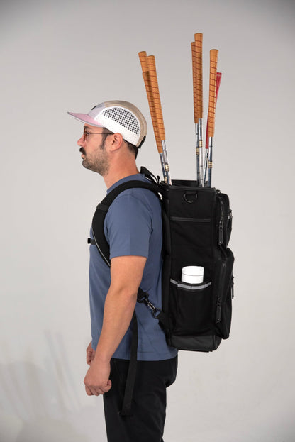 Lowercase Golf Backpack Bag with Bike Pannier Clips - Holds 8 Clubs, Padded Dividers, Rain Cover