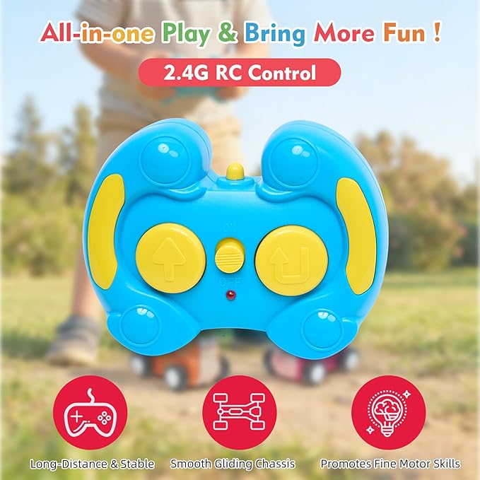 Plush Toy Remote Control Vehicle with 2 Detachable Dolls Kids Electric RC Toy for Boys Girls Ages 2+ Soft Plush &amp Durable Design Suitable for Blocks (Fastfood Truck)