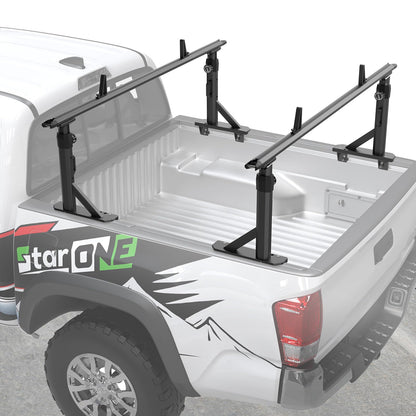 StarONE Heavy Duty Truck Ladder Rack, Adjustable Height Aluminum Truck Bed Rack Fit for Tacoma/Gladiator with Bed Rails, 800 LBS Capacity for Carrying Lumber/Ladders/Kayak