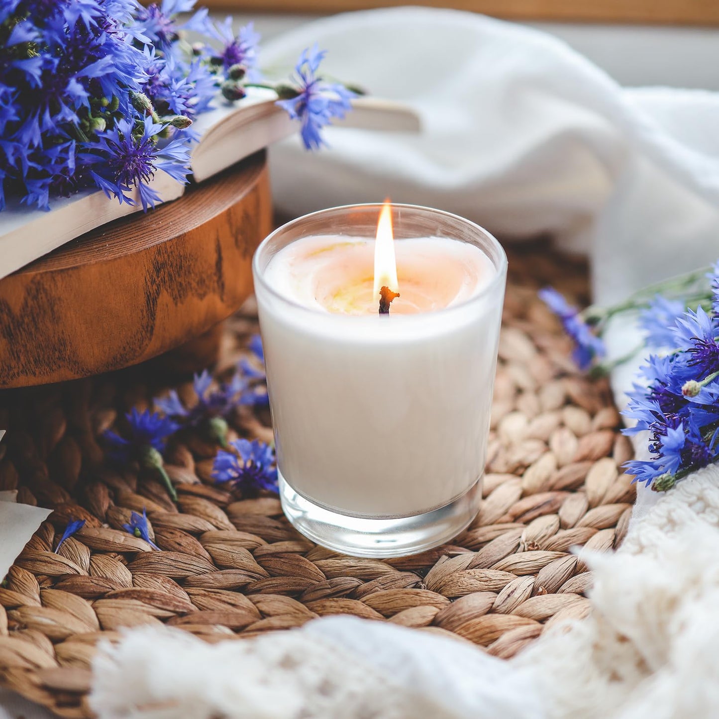24 Pack White Unscented Clear Glass Filled Votive Candles. Hand Poured Wax Candle Ideal Gifts for Spa Weddings Birthdays Holidays Party.