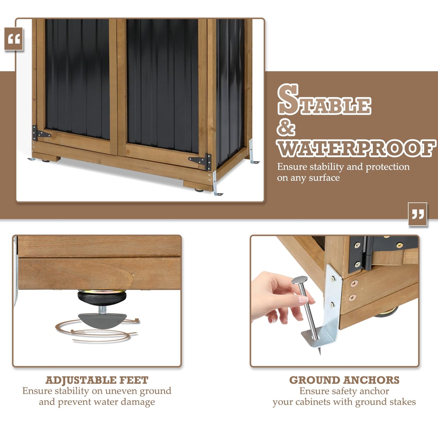 Outdoor Storage Cabinet Waterproof with Shelves, Small Storage Shed, Vertical Tall Patio Backyard Garden Storage Cabinet Tool Organizer for Outside