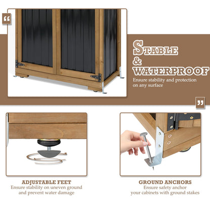Outdoor Storage Cabinet Waterproof with Shelves, Small Storage Shed, Vertical Tall Patio Backyard Garden Storage Cabinet Tool Organizer for Outside