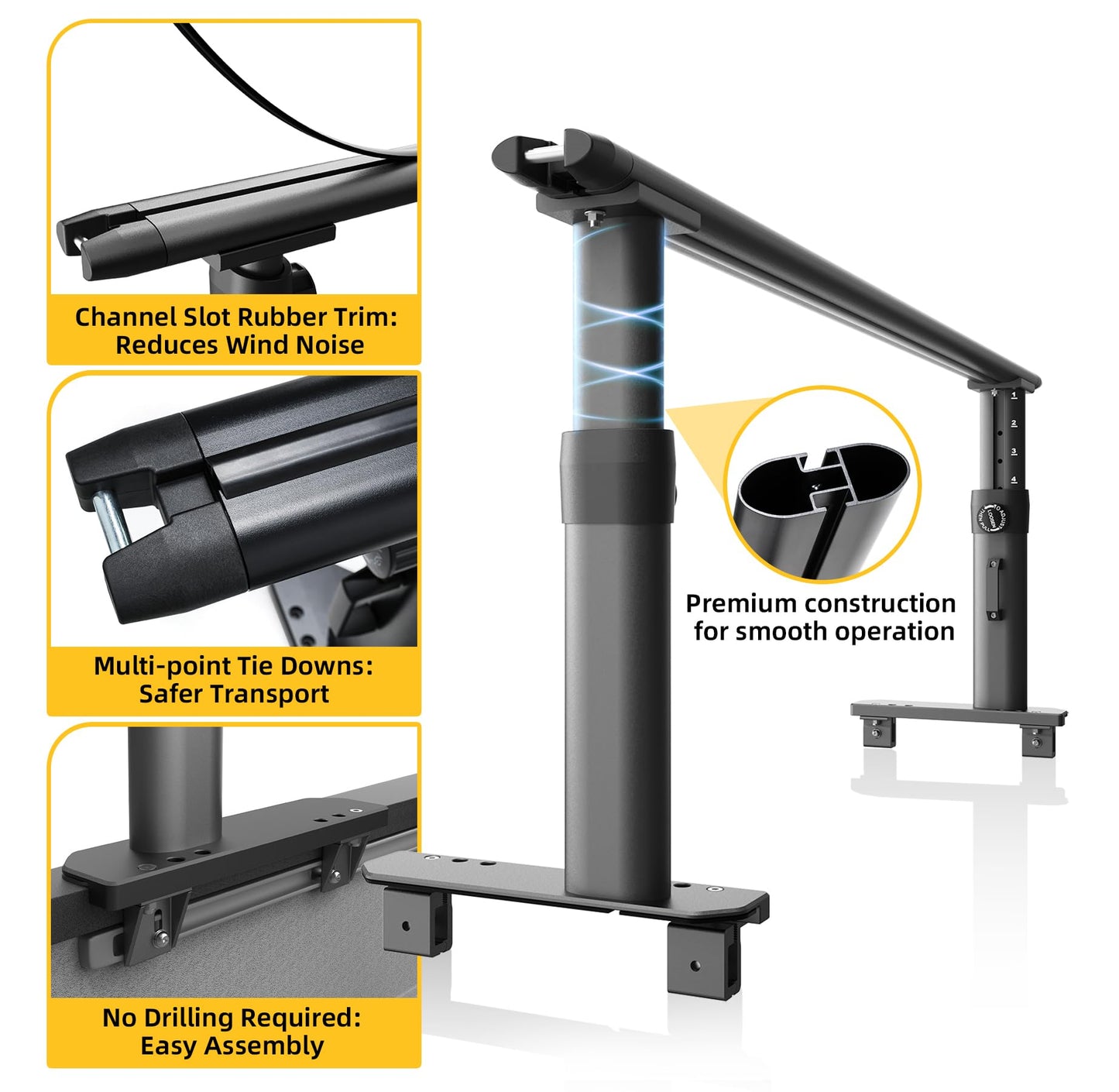 TRUMGETA Ladder Rack for Truck, 800 LBS Capacity Truck Bed Rack, 19"-25" Height-Adjustable Aluminum Truck Ladder Racks, Fit for Medium-Size Pickup Toyota Tacoma Jeep Gladiator with Bed Rail