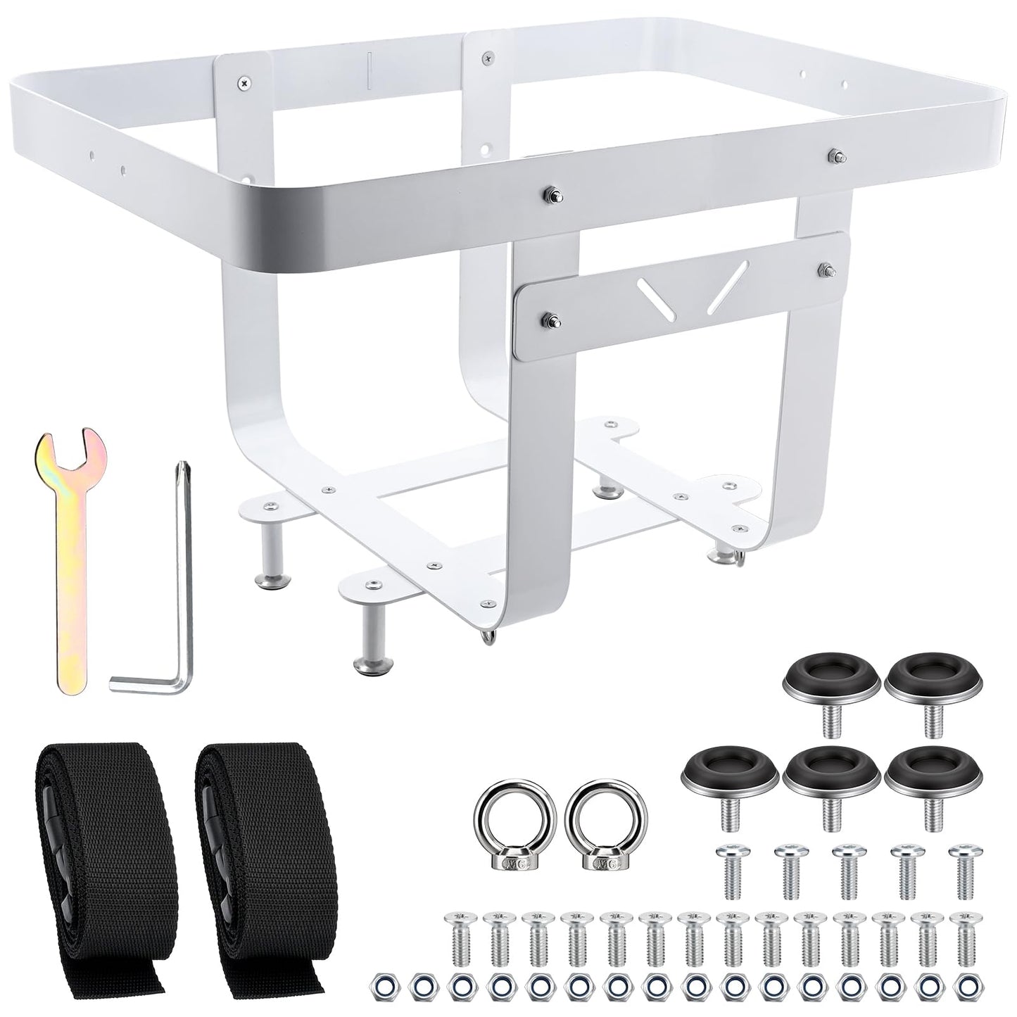 PWC Cargo Rack Aluminum Cooler Rack for Jet Ski, Adjustable Rear Platform Cargo Carrier, Compatible with RotoPax Fuel Can Mount, Heavy Duty Marine Cooler Holder for PWC ATV UTV with Straps