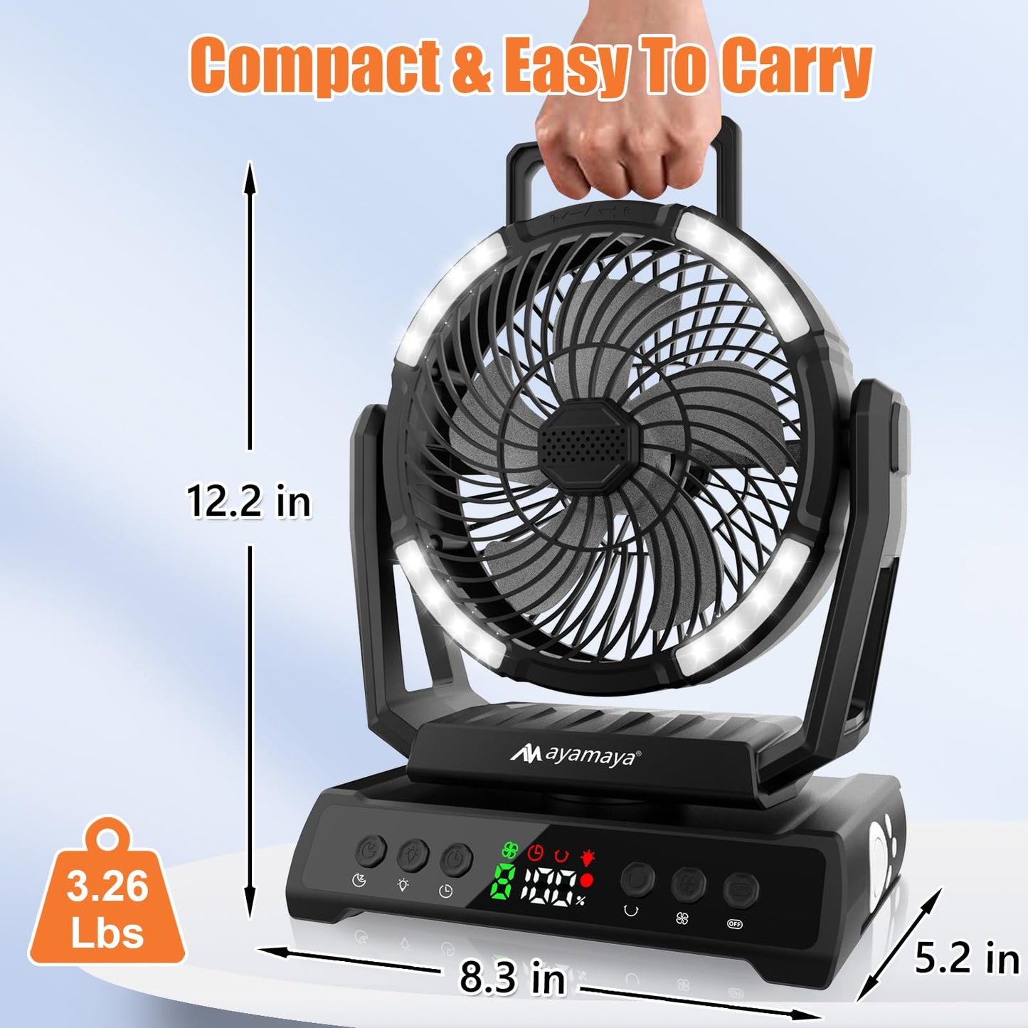 Camping Fan + Tunnel Tent, 20000mAh Rechargeable Fan with Remote, 3-4 Person Tent with Footprint for Bikepacking