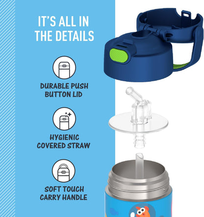 THERMOS FUNTAINER Water Bottle - 12 Ounce Kids Stainless Steel Vacuum Insulated - Baby Shark Design