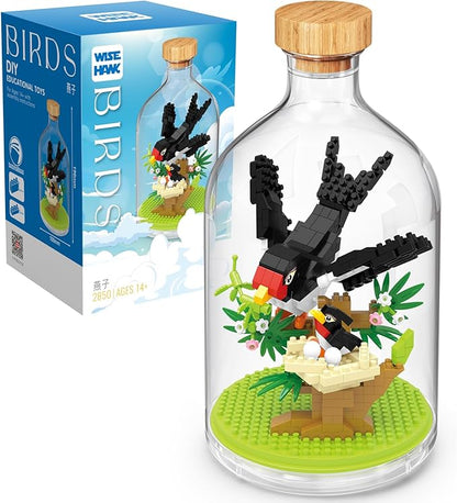 Creative Swallows Toy Building SetAdult Mini Animal Friend SetParty Favors Gift for FriendAnimal Lover Office Home Decor Birds Building Block KitNew Year Easter Birthday Gift for Family
