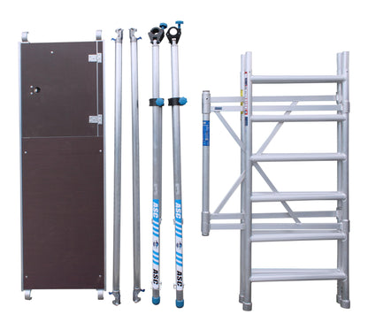 ASC Group A-Line Aluminum Scaffold Advanced | Stackable Folding Tower with Hatch | Stacked Load Capacity of 1000 lbs | 8'8" Stacked Platform Height - 16'4" Working Height | Multipurpose Scaffolding