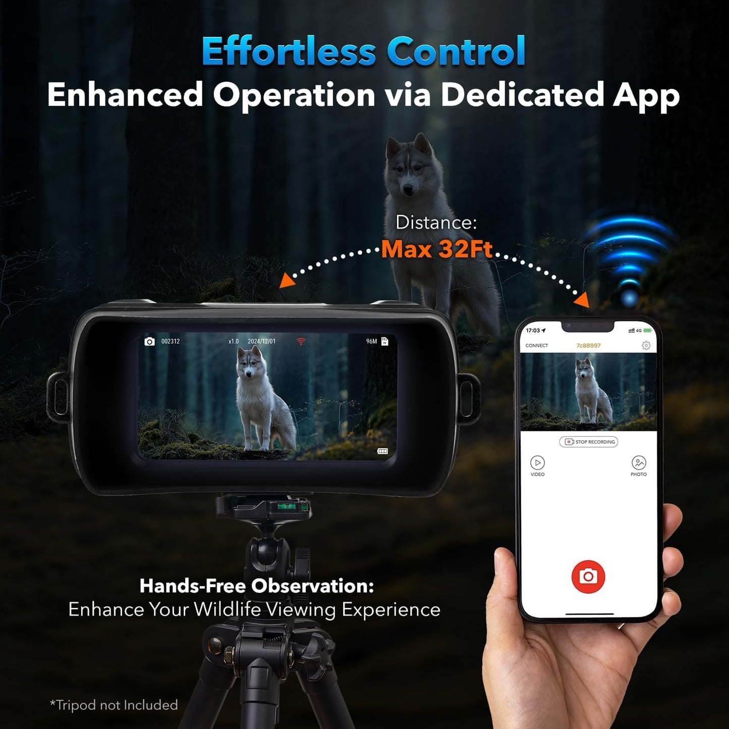 GTHUNDER Digital Night Vision Goggles Binoculars for Total Darkness—FHD 1080P Infrared Digital Night Vision, 32GB Memory Card for Photo and Video Storage—Perfect for Surveillance