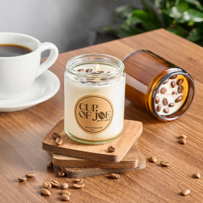 Becky Home 9 oz Coffee Scented Candle, Fresh Espresso Candle, Macchiato Coffee Candles, Large Jar Candles for Women, Gift for Men and Women, Clear Glass