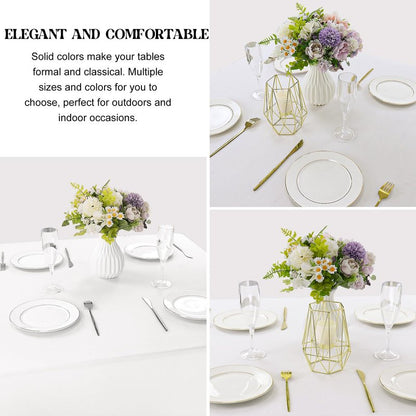 JALANCY 4 Pack Square Table Cloth 70x70 Inch White Tablecloth Machine Washable Fabric Polyester Table Cover for Dining, Buffet Parties, Picnic, Events, Weddings and Restaurants（White）