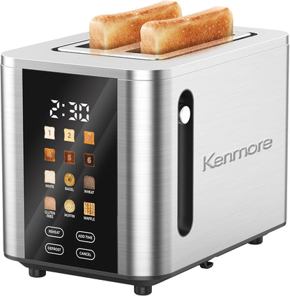 Kenmore 2-Slice Toaster - Touch Screen Controls, 6 Shade Settings & Extra Wide Slots | Stainless Steel