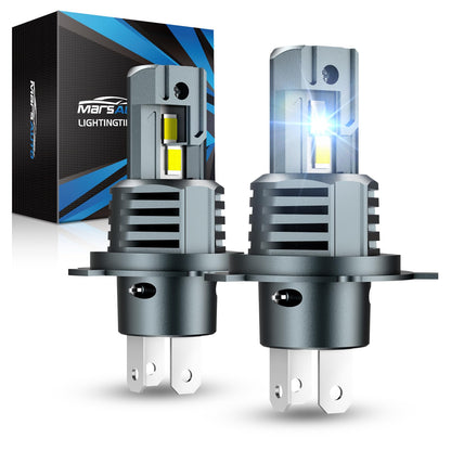 Marsauto H4 Bulbs, 800% Super Bright H4 Light Bulbs, 48000LM 1:1 Mini M1S 9003 Driving Light, 20000RPM Cooling Fan 9003 Fog Light, IP68, 3MIN Play and Plug, Pack of 2