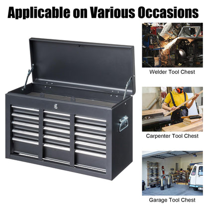 Winado 24" Portable Metal Tool Box, 5 Drawers Toolbox with Top Storage Tray, Carry Handle, Ball Bearing Runners, Lockable Tool Chest Cabinet for Garage, Warehouse, Repair Shop & Home, Black