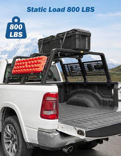 JOYTUTUS Full Size Truck Bed Rack Adjustable Overland Rack Compatible with F150 F250 F350 Silverado Sierra Ram Tundra Truck Rack for Kayak, Roof Top Tent