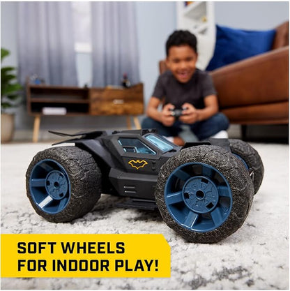 DC Comics Batman Stunt Force Batmobile Indoor Remote Control Car Turbo Boost &amp Crazy Stunts Collectible Super Hero Kids Toys for Boys and Girls 4 and Up