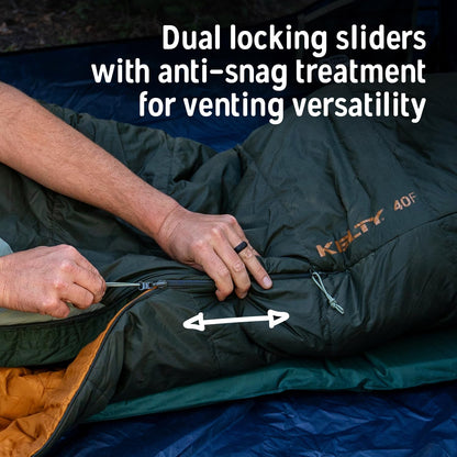Kelty Cosmic Synthetic Fill 40 Degree Backpacking Sleeping Bag with Compression Straps, Compact and Lightweight (Long (2025))