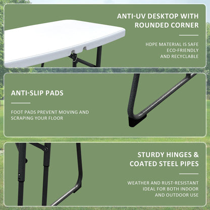 Elevon Kids Folding Picnic Table with Benches, Outdoor Picnic Table HDPE Tabletop & Steel Frame, Ideal for Yard Patio Lawn Party, White
