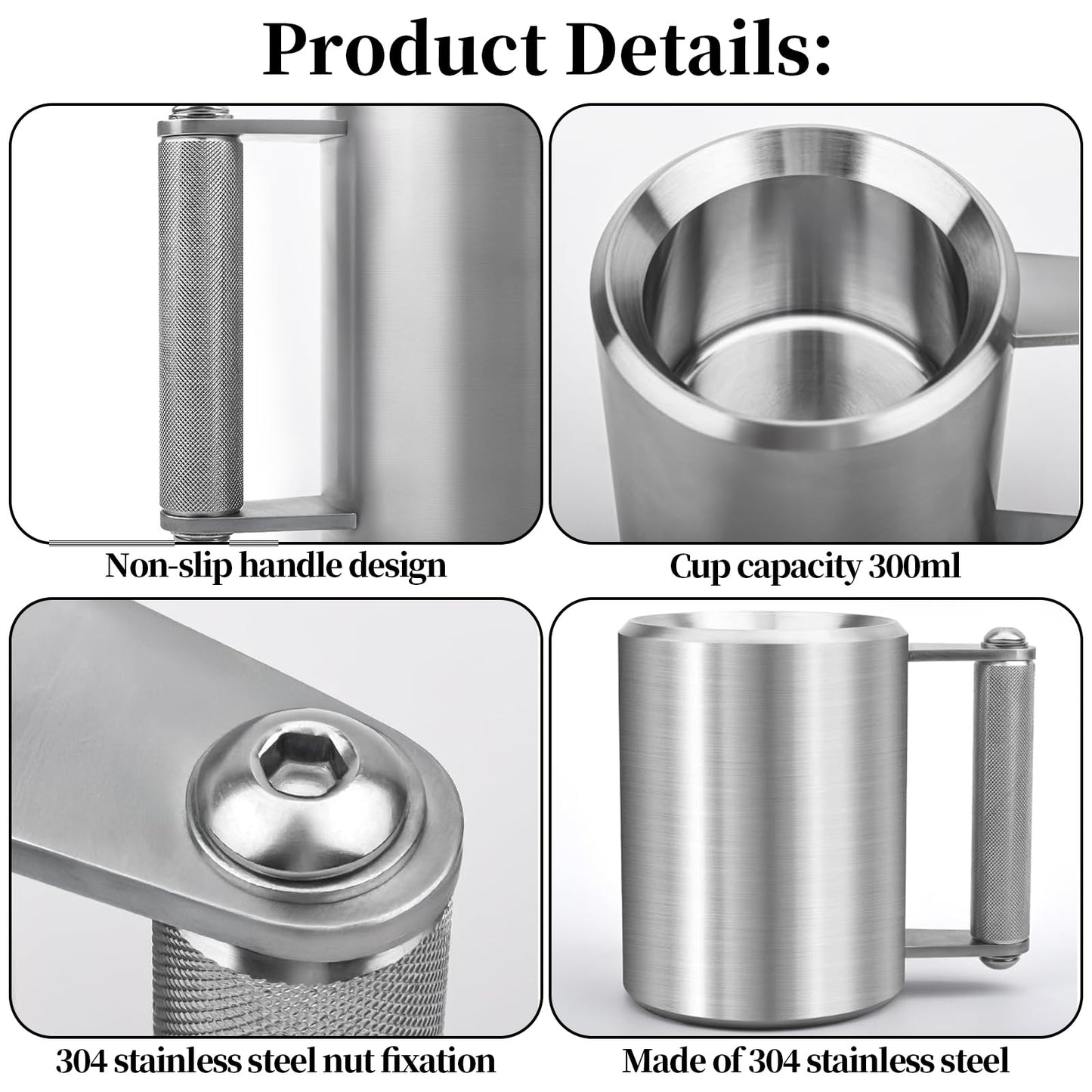 Esayendder Mug,8KG/18LB 300 ML Stainless Steel Super Dumbbell Fitness Sports, Coffee Mug