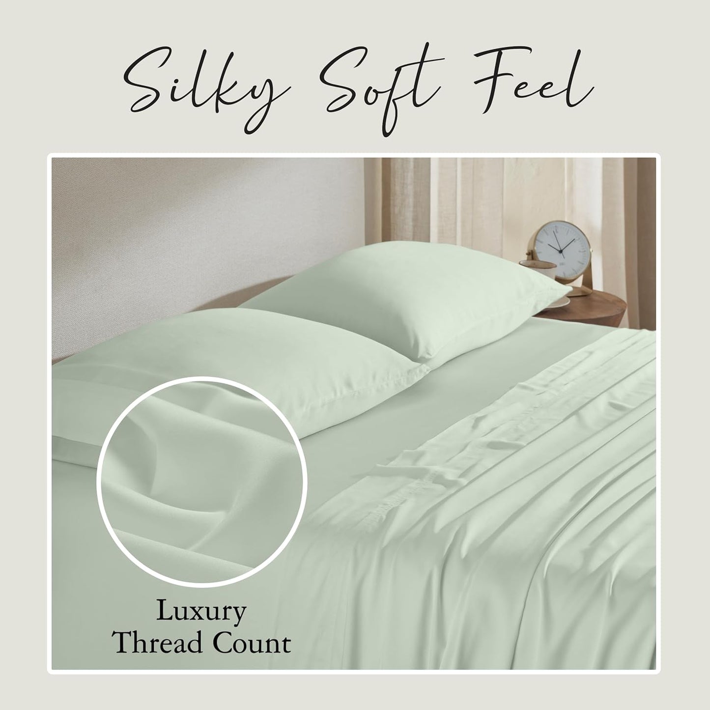 KARISSA MAE King Size Cooling Bamboo Viscose Sheet Set - 100% FSC Certified, Hypoallergenic, Sea Glass