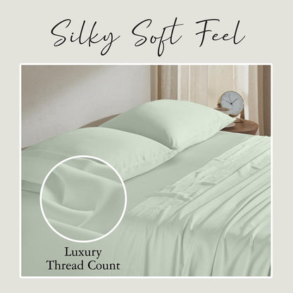 KARISSA MAE King Size Cooling Bamboo Viscose Sheet Set - 100% FSC Certified, Hypoallergenic, Sea Glass