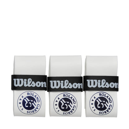WILSON Roland-Garros Tennis Overgrip - 3 Pack, White/Navy