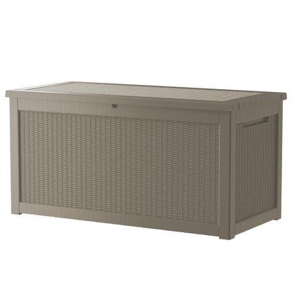 Decksplore 320 Gallon Outdoor Storage Box Patio Deck Box Waterproof, Resin Lockable Outside Large Storage Bin for Pool Cushion Furniture, Garden Tools UV-Resistant, Grey