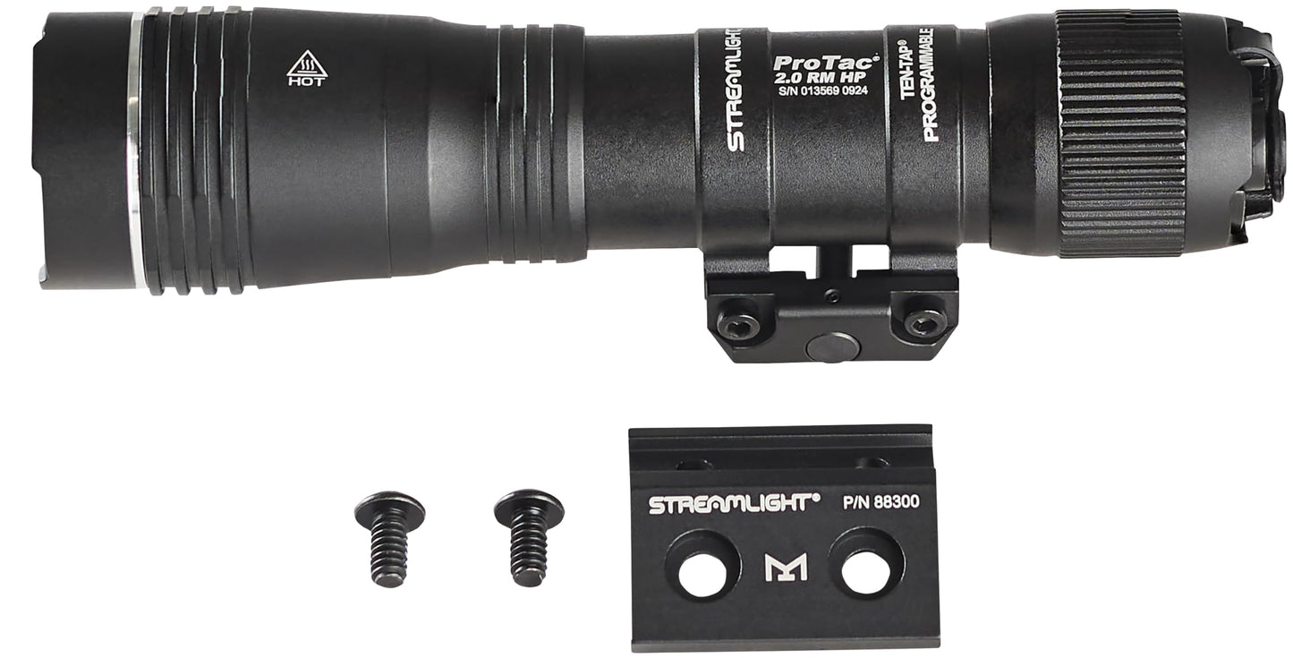 Streamlight 89013 ProTac 2.0 Rail-Mount HP 2000-Lumen 85,000-Candela USB Rechargeable Tactical Flashlight with MLOK Mount and Rechargeable Battery, Black