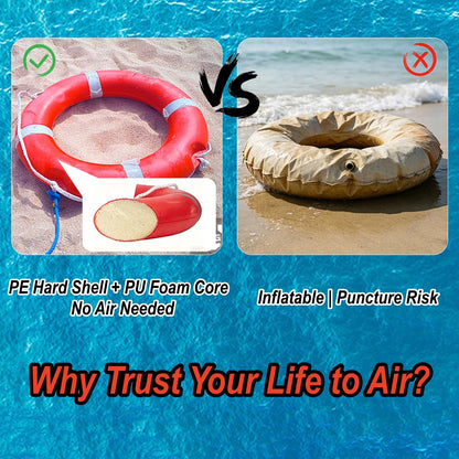 Life Ring Buoy Boat Safety Throw Ring with Water Floating Lifesaving Rope 98.4FT Set, Outdoor Professional Throwable Flotation Device (28in)