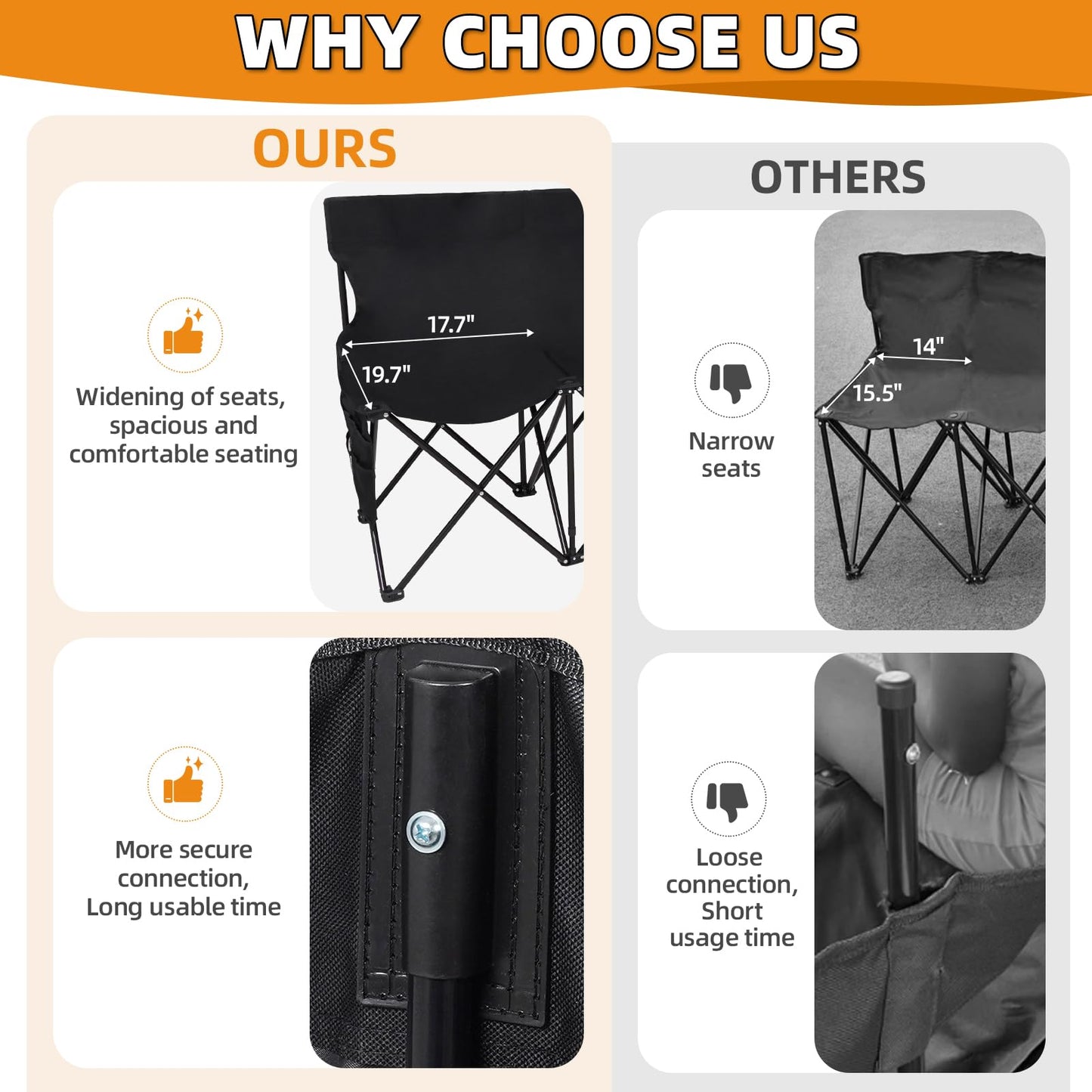 G GOOD GAIN Portable Soccer Bench - Team Bench Soccer 6 Seats with Bag, Sideline Folding Bench, Folded Chair Seating 6 for Football Camp Outdoor Sport Events, Team Chairs for Adults, Black