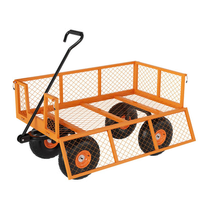 Garvee Steel Garden Cart, 500 LBS Capacity Utility Outdoor Wagon, Heavy Duty Mesh Garden Metal Wagon with Removable Sides, Flexible Handle for Yard, Lawn, Garden