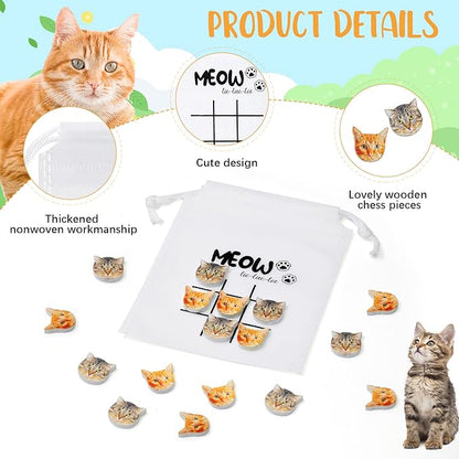 Sotiff 36 Set Tic Tac Toe Games Bulk for Kids Cat Party Favors Cat Tic Tac Toe with Bag Kitty Birthday Party Gifts Classroom Exchange Gifts Outdoor Indoor Activities Easter Basket Fillers